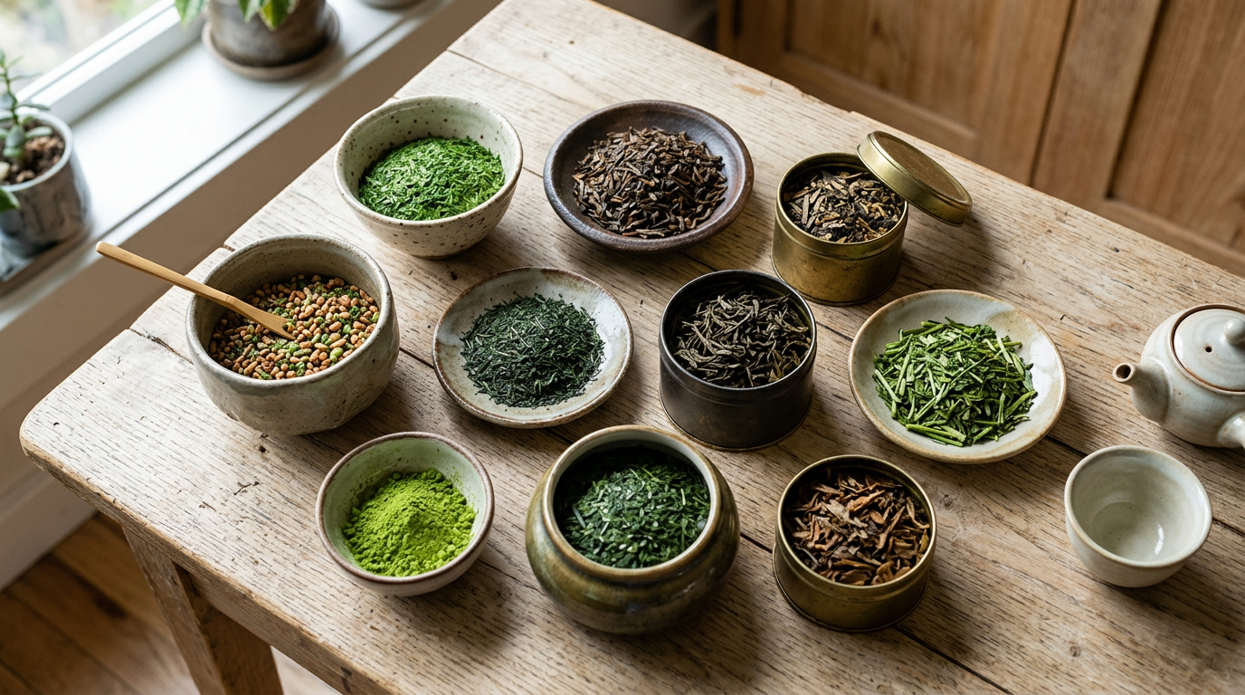 煎茶や各茶類の茶葉のイメージ